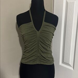 Banana Republic Dark Green Ruched Halter Top